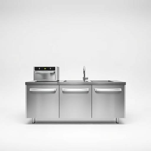 Professional studio shot of a modern stainless steel kitchen appliance on a white background, highlighting its design.
